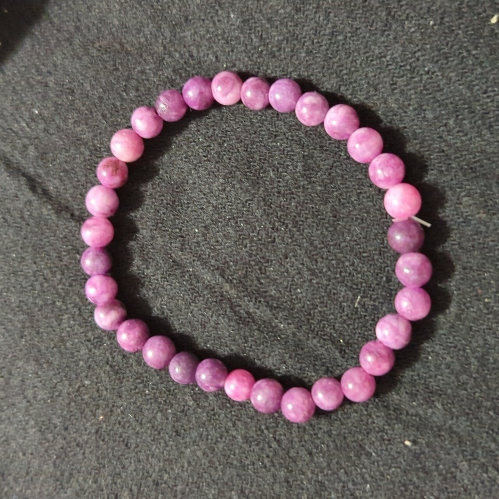 Purple River Stone Beaded Stretchy Elastic Statement Bracelet View 2